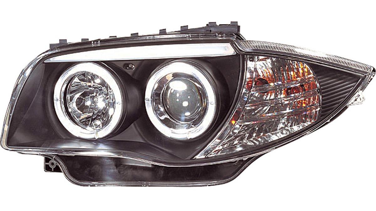 Set+de+phares+sur+mesure+pour+BMW+S%C3%A9rie+1+E81%2FE87+2004-2011+-+Noir+-+incl.+Angel-Eyes